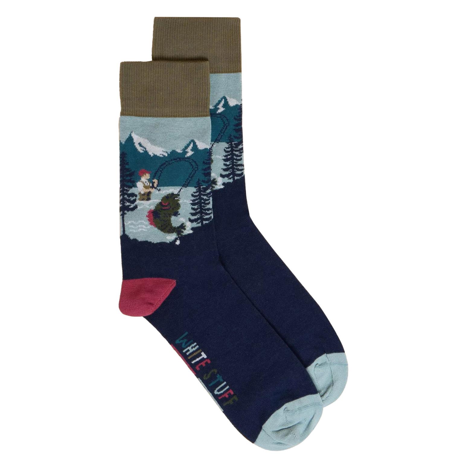 White Stuff Fishing Scene Ankle Sock